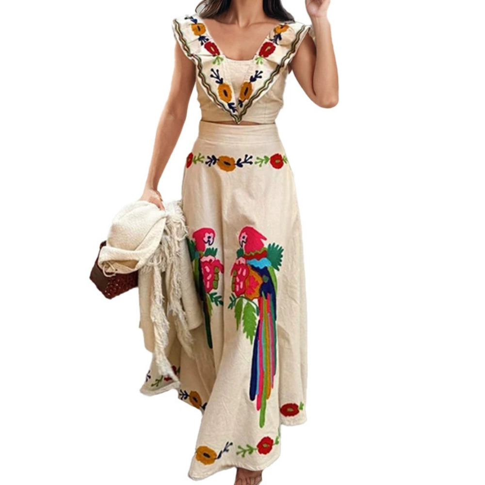 Zara Summer Office Ruffle Print Maxi Dress Set - Picture 5 of 6